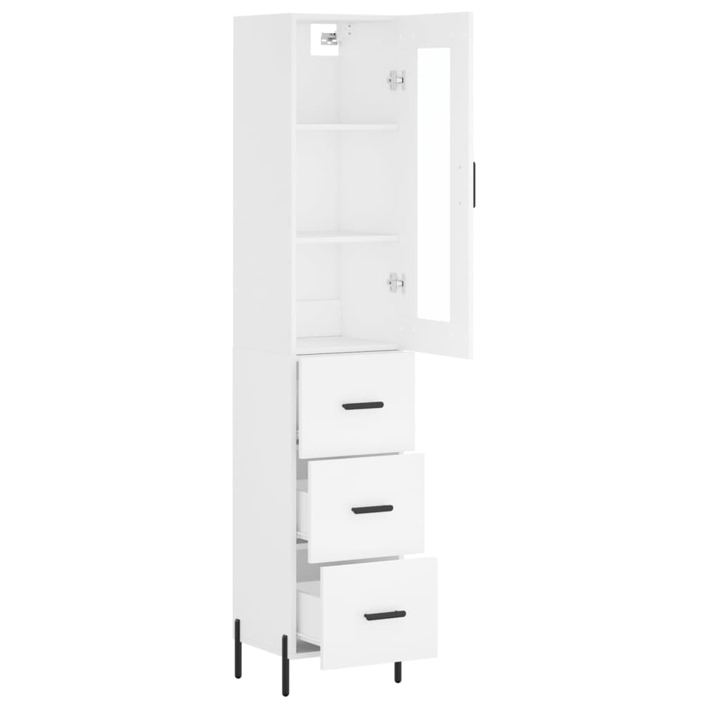 Highboard White 34,5x34x180 cm Engineered Wood