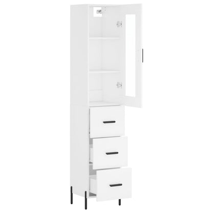 Highboard White 34,5x34x180 cm Engineered Wood