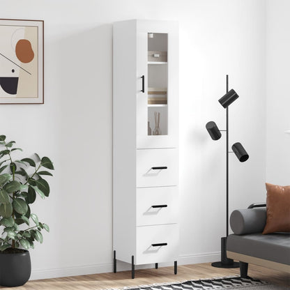 Highboard White 34,5x34x180 cm Engineered Wood