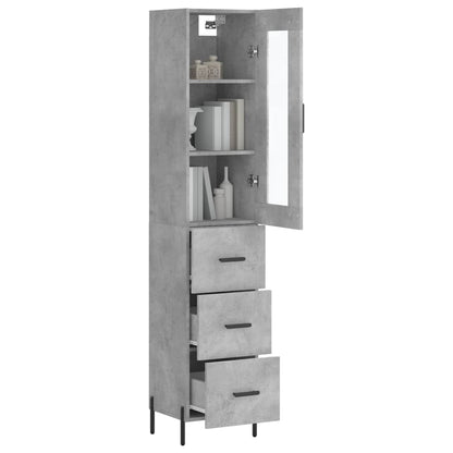 Highboard Concrete Grey 34,5x34x180 cm Engineered Wood