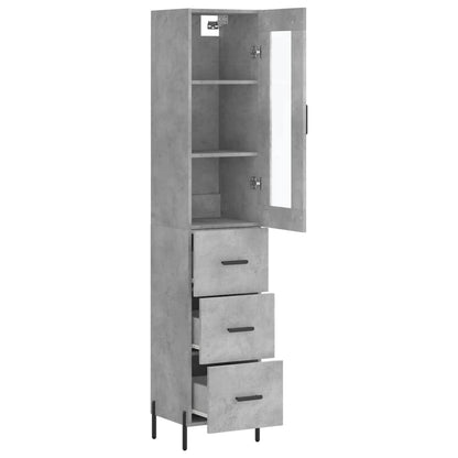 Highboard Concrete Grey 34,5x34x180 cm Engineered Wood
