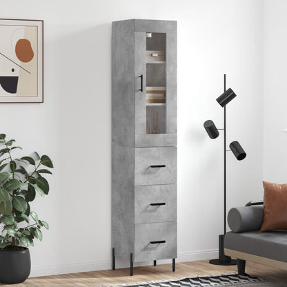 Highboard Concrete Grey 34,5x34x180 cm Engineered Wood
