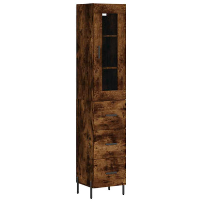 Highboard Smoked Oak 34,5x34x180 cm Engineered Wood