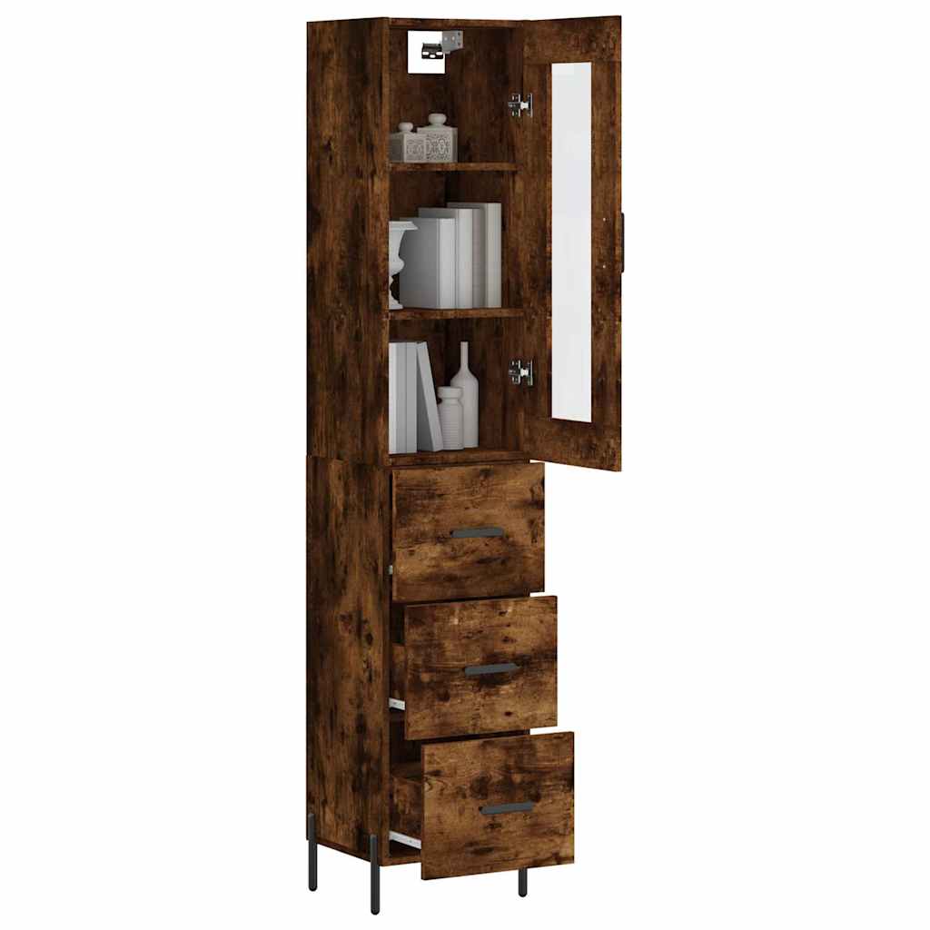 Highboard Smoked Oak 34,5x34x180 cm Engineered Wood