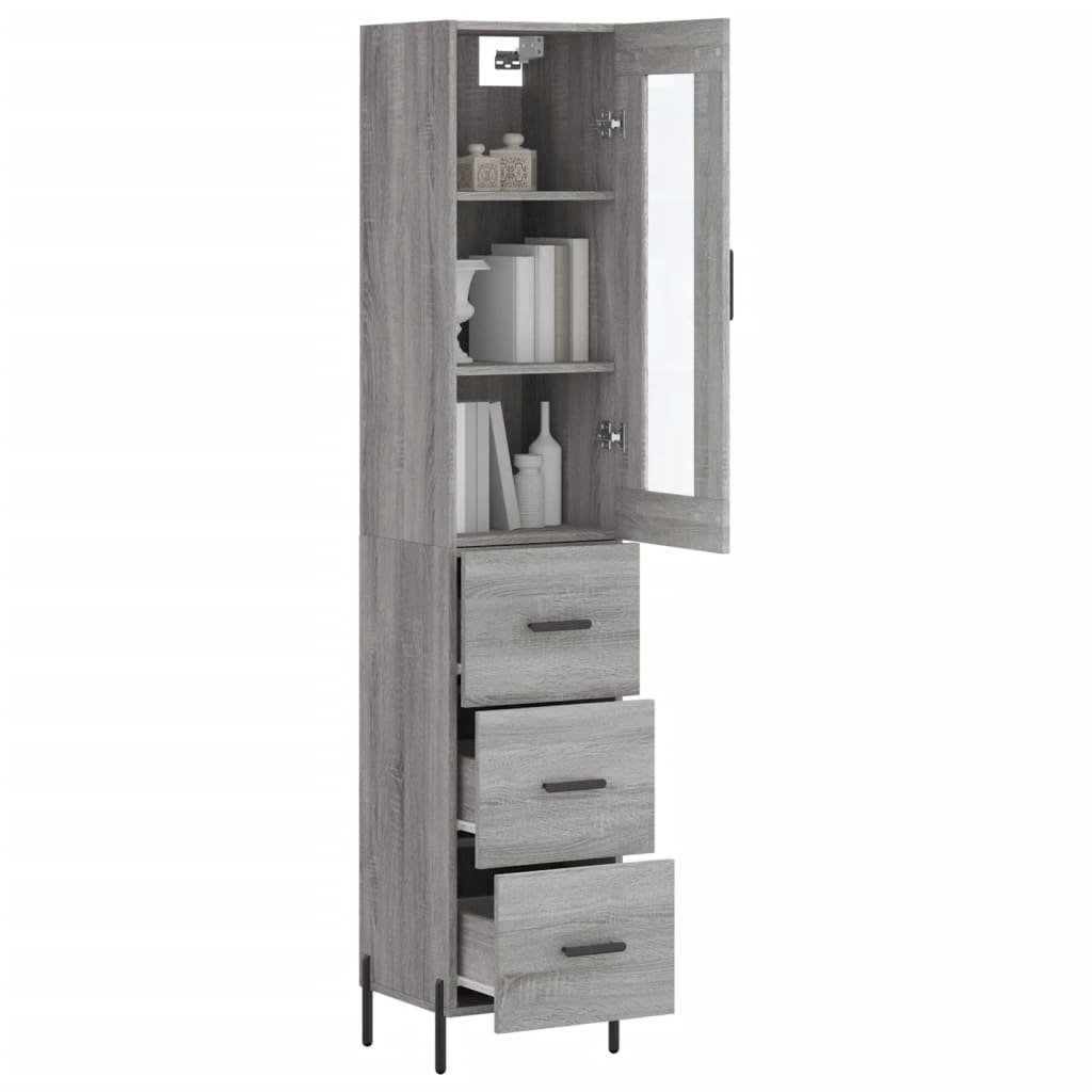 Highboard Grey Sonoma 34,5x34x180 cm Engineered Wood