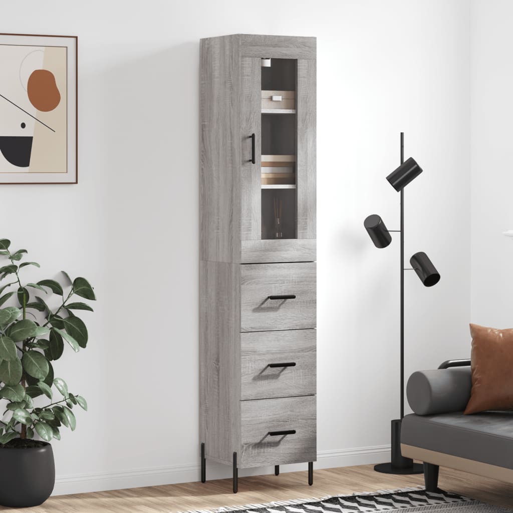 Highboard Grey Sonoma 34,5x34x180 cm Engineered Wood