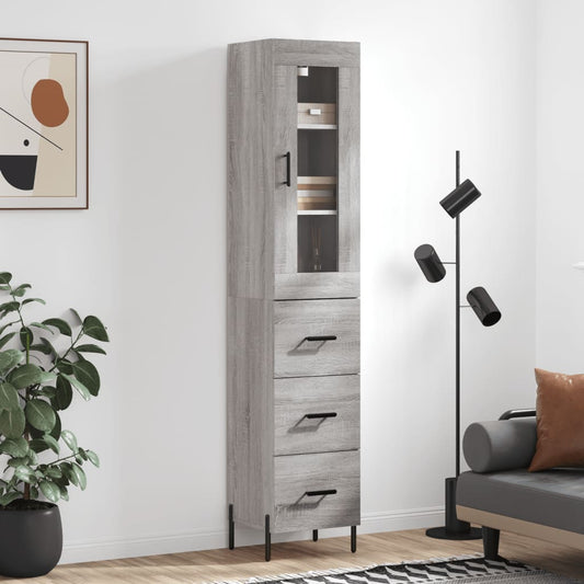 Highboard Grey Sonoma 34,5x34x180 cm Engineered Wood