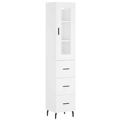 Highboard White 34,5x34x180 cm Engineered Wood