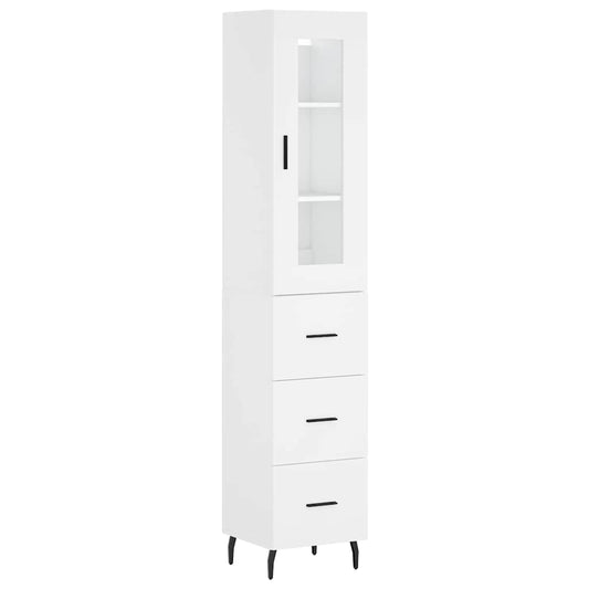 Highboard White 34,5x34x180 cm Engineered Wood
