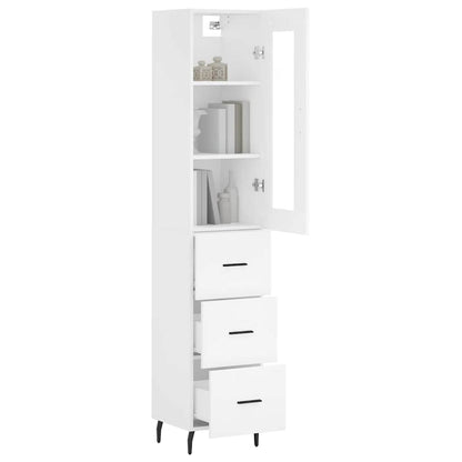 Highboard White 34,5x34x180 cm Engineered Wood