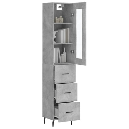 Highboard Concrete Grey 34,5x34x180 cm Engineered Wood