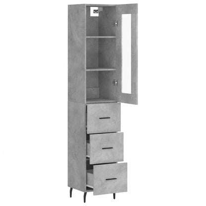 Highboard Concrete Grey 34,5x34x180 cm Engineered Wood