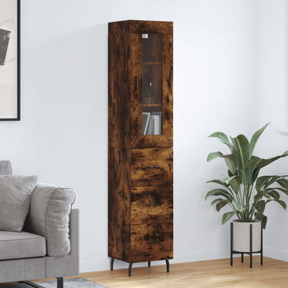 Highboard Smoked Oak 34,5x34x180 cm Engineered Wood