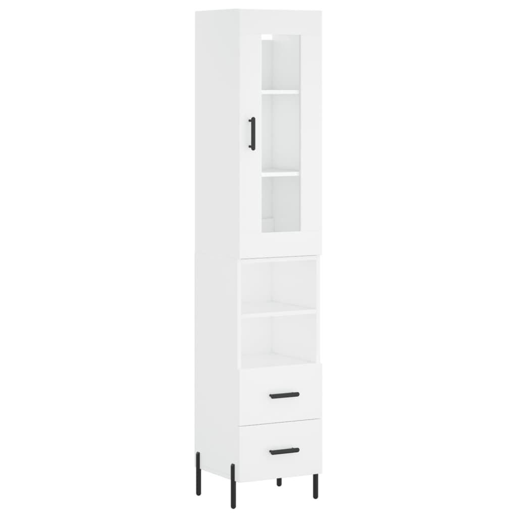 Highboard White 34,5x34x180 cm Engineered Wood