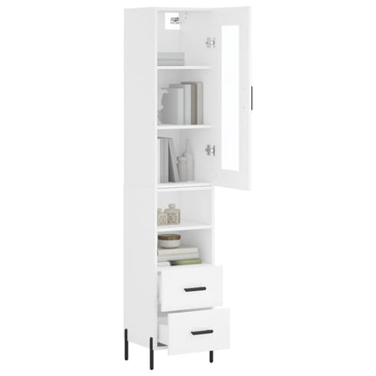 Highboard White 34,5x34x180 cm Engineered Wood