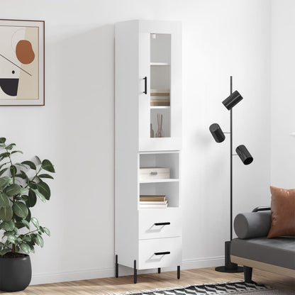 Highboard White 34,5x34x180 cm Engineered Wood
