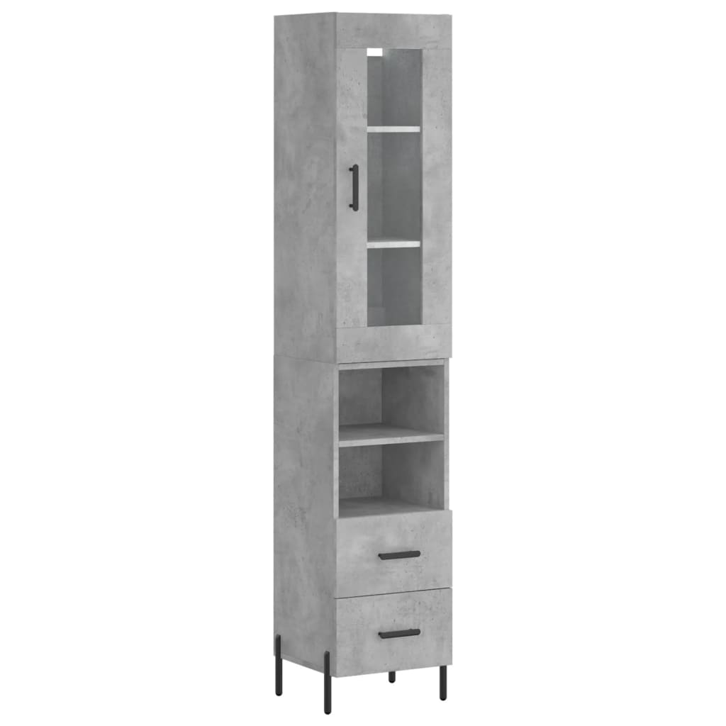 Highboard Concrete Grey 34,5x34x180 cm Engineered Wood
