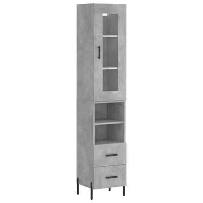 Highboard Concrete Grey 34,5x34x180 cm Engineered Wood