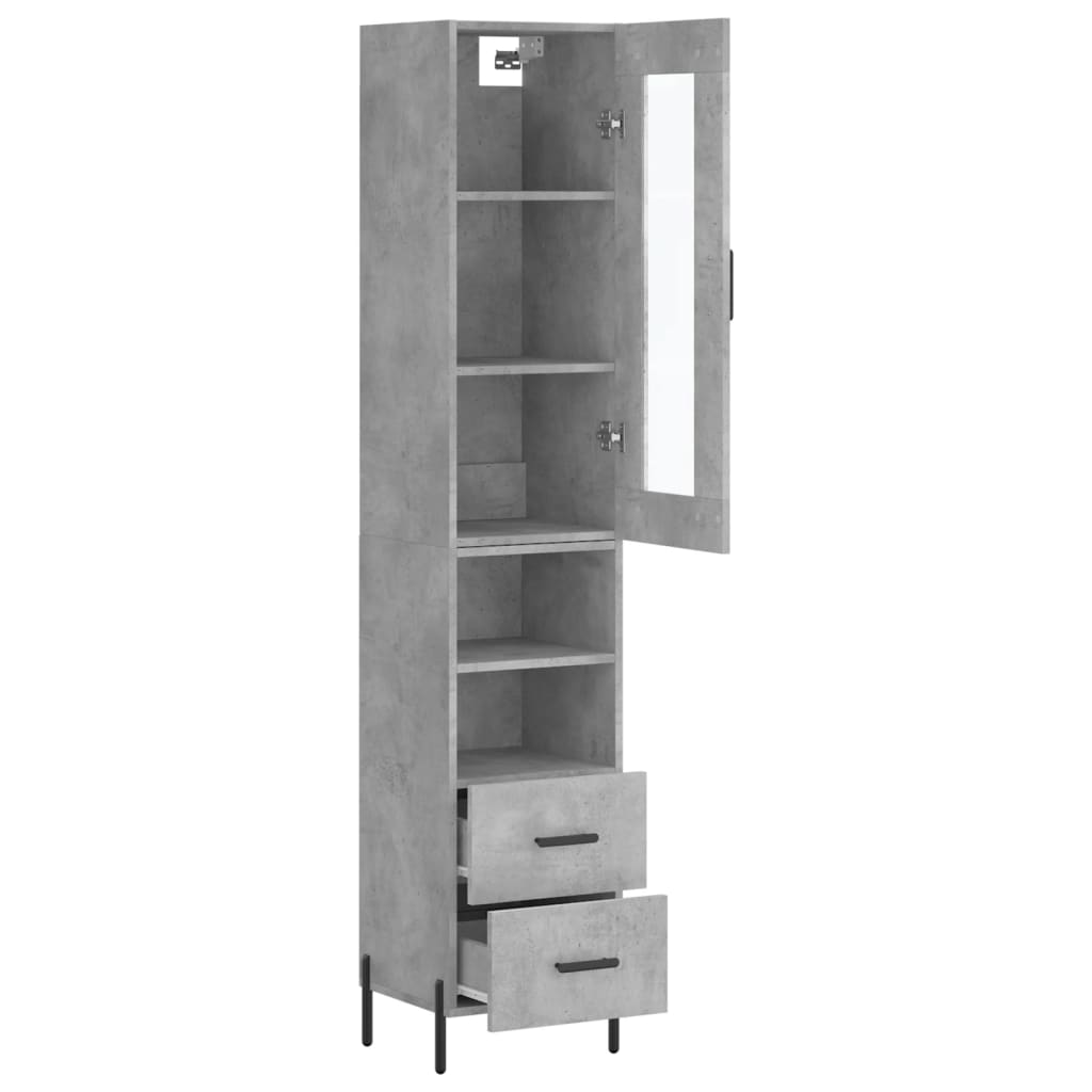 Highboard Concrete Grey 34,5x34x180 cm Engineered Wood