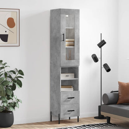 Highboard Concrete Grey 34,5x34x180 cm Engineered Wood