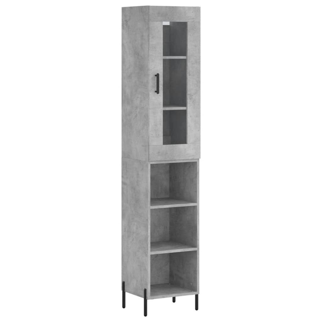 Highboard Concrete Grey 34,5x34x180 cm Engineered Wood