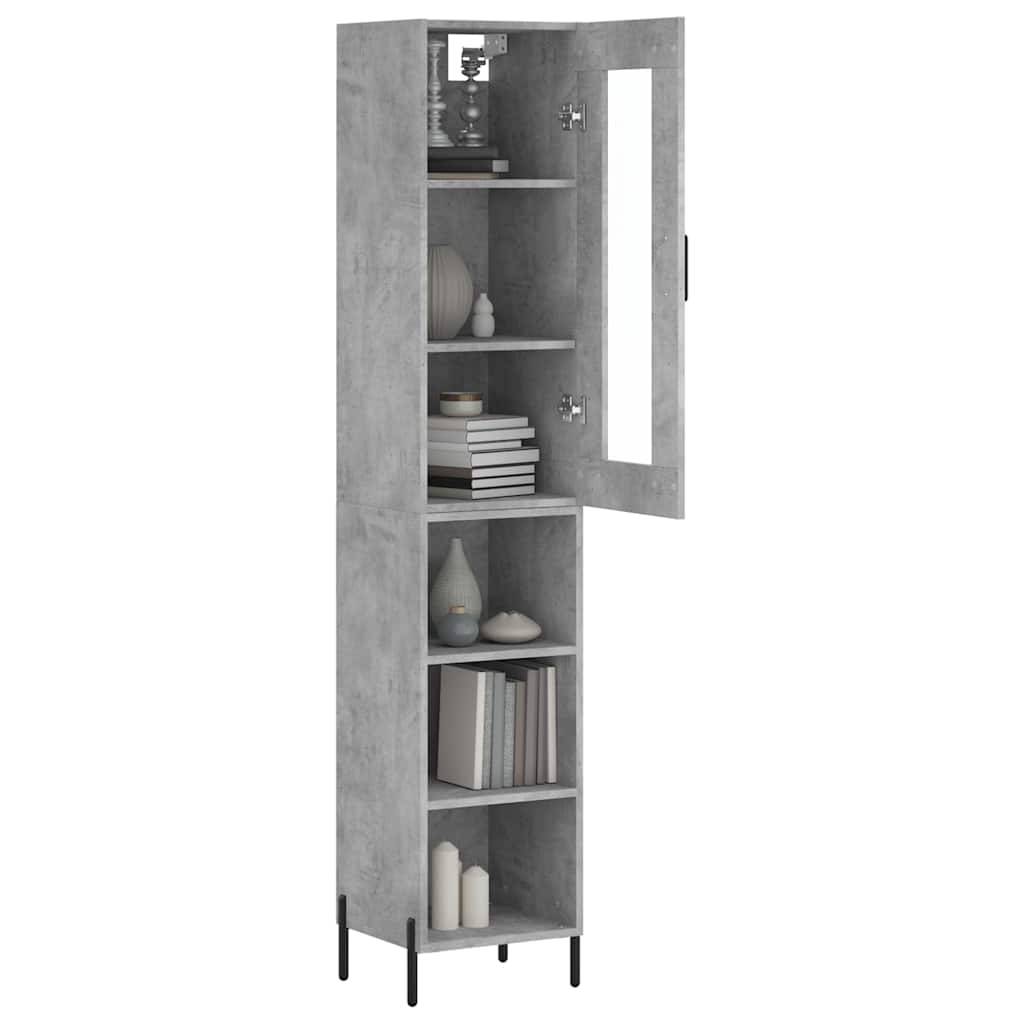 Highboard Concrete Grey 34,5x34x180 cm Engineered Wood