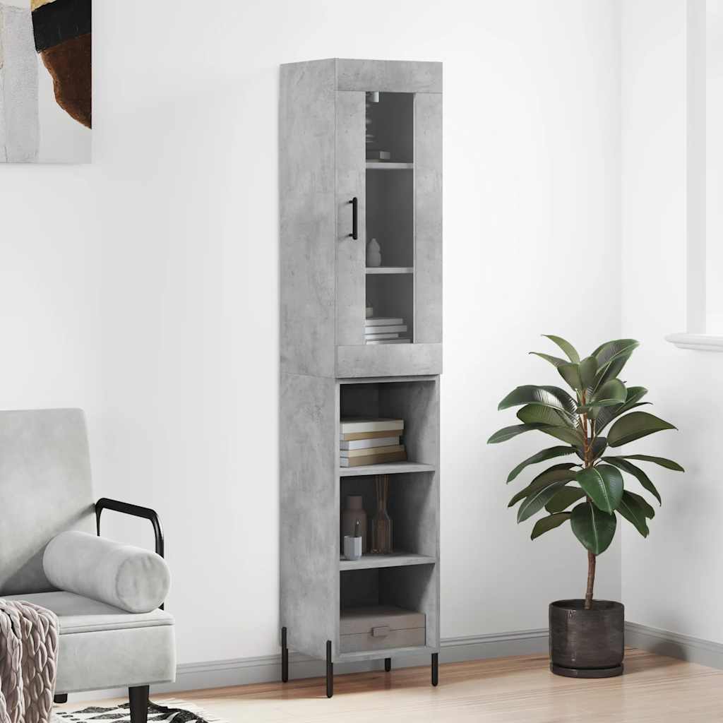 Highboard Concrete Grey 34,5x34x180 cm Engineered Wood