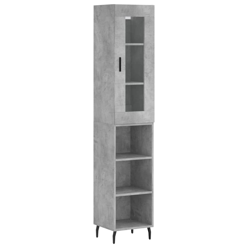 Highboard Concrete Grey 34,5x34x180 cm Engineered Wood
