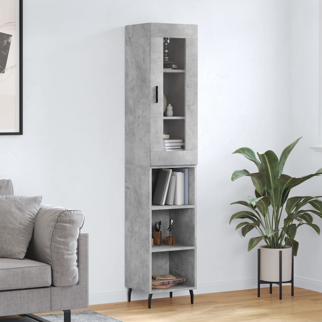 Highboard Concrete Grey 34,5x34x180 cm Engineered Wood