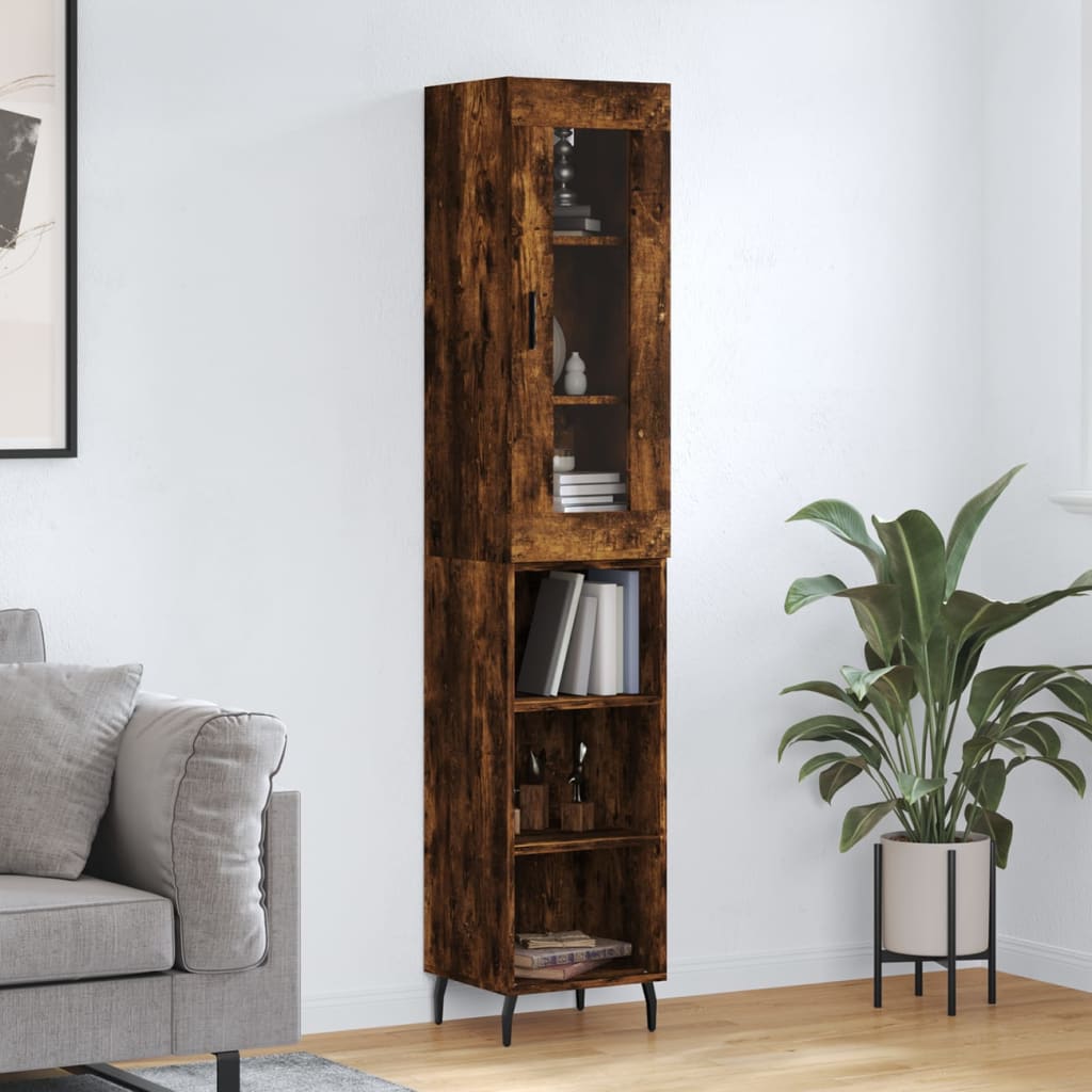 Highboard Smoked Oak 34,5x34x180 cm Engineered Wood