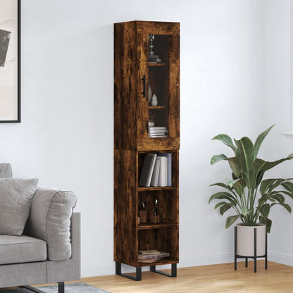 Highboard Smoked Oak 34.5x34x180 cm Engineered Wood