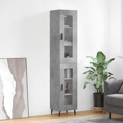 Highboard Concrete Grey 34,5x34x180 cm Engineered Wood