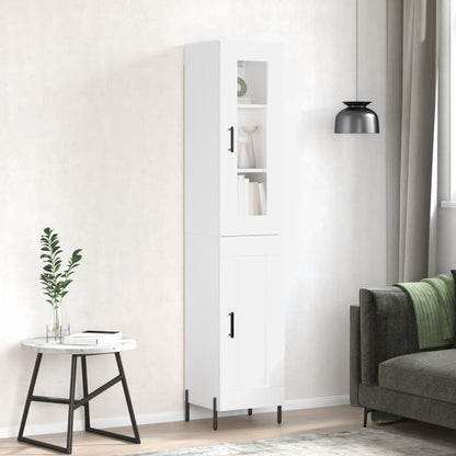 Highboard White 34,5x34x180 cm Engineered Wood