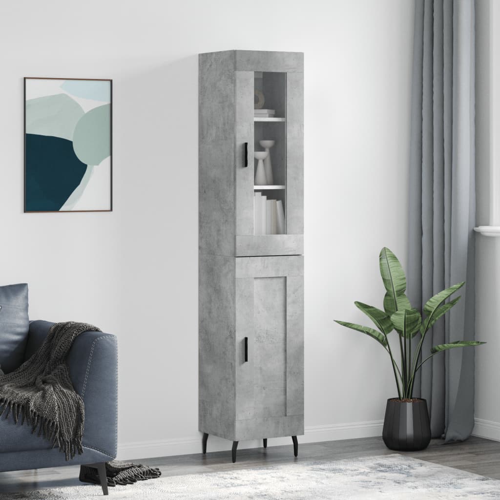Highboard Concrete Grey 34,5x34x180 cm Engineered Wood