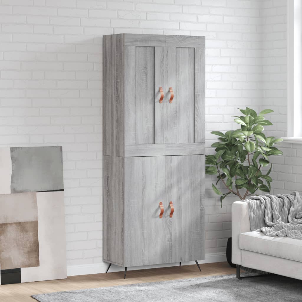Highboard Grey Sonoma 69,5x34x180 cm Engineered Wood