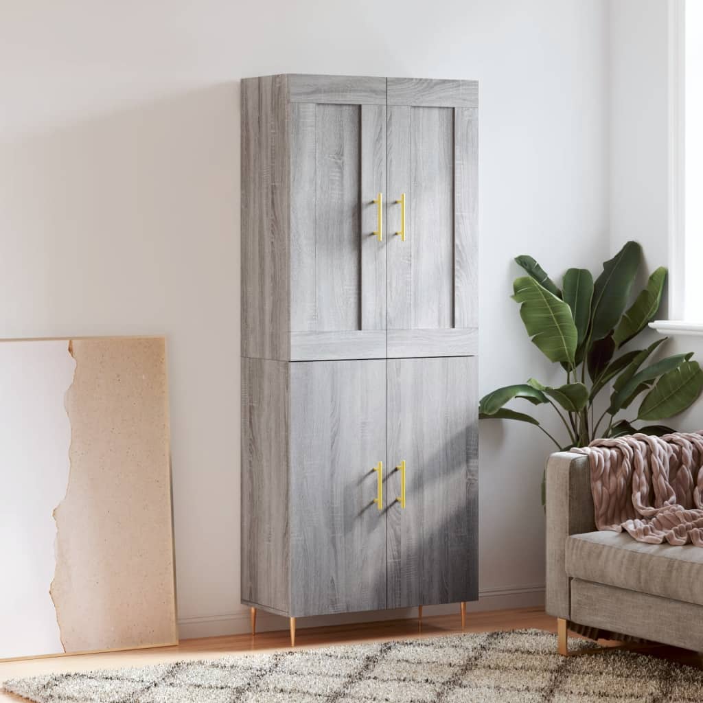 Highboard Grey Sonoma 69.5x34x180 cm Engineered Wood