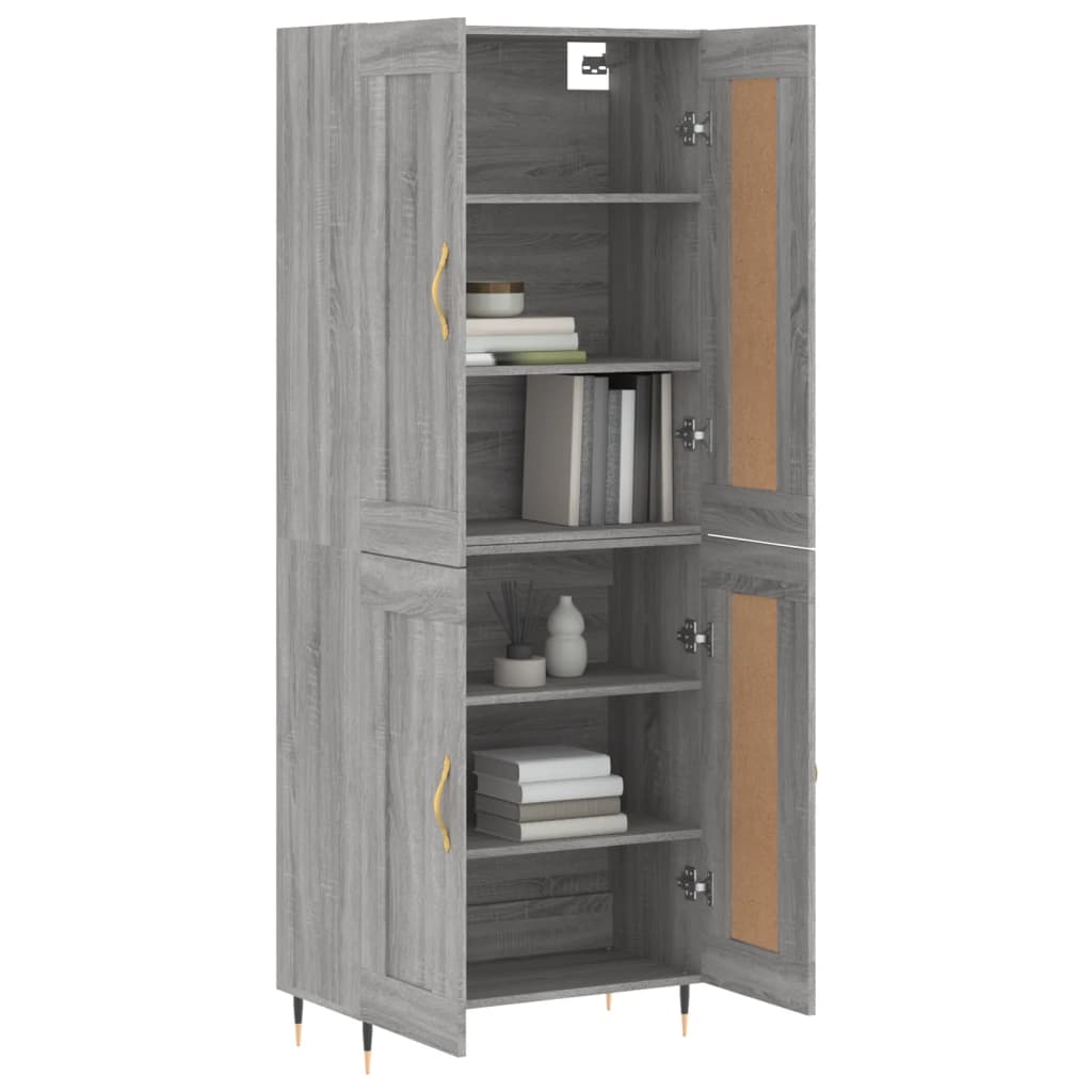 Highboard Grey Sonoma 69,5x34x180 cm Engineered Wood
