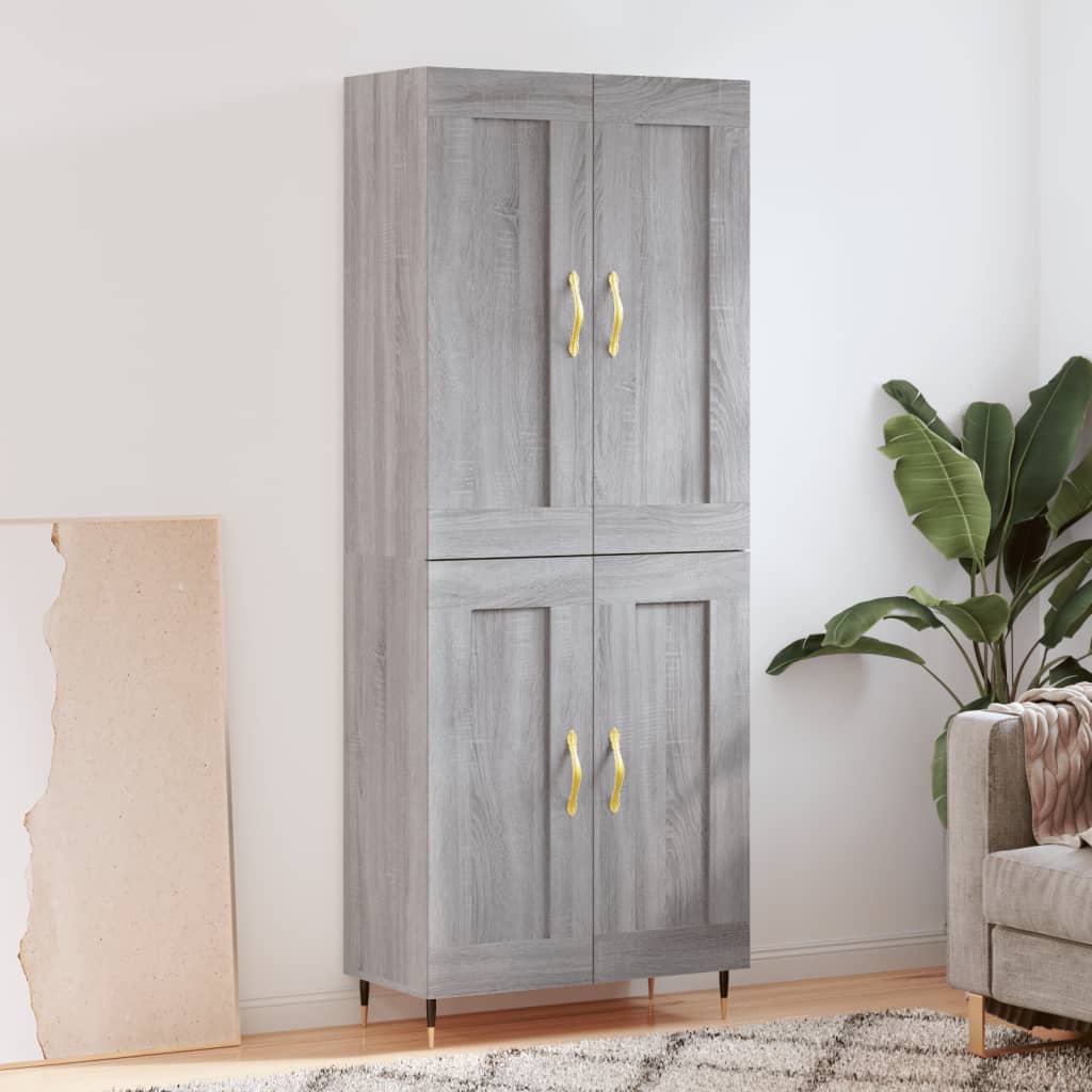 Highboard Grey Sonoma 69,5x34x180 cm Engineered Wood