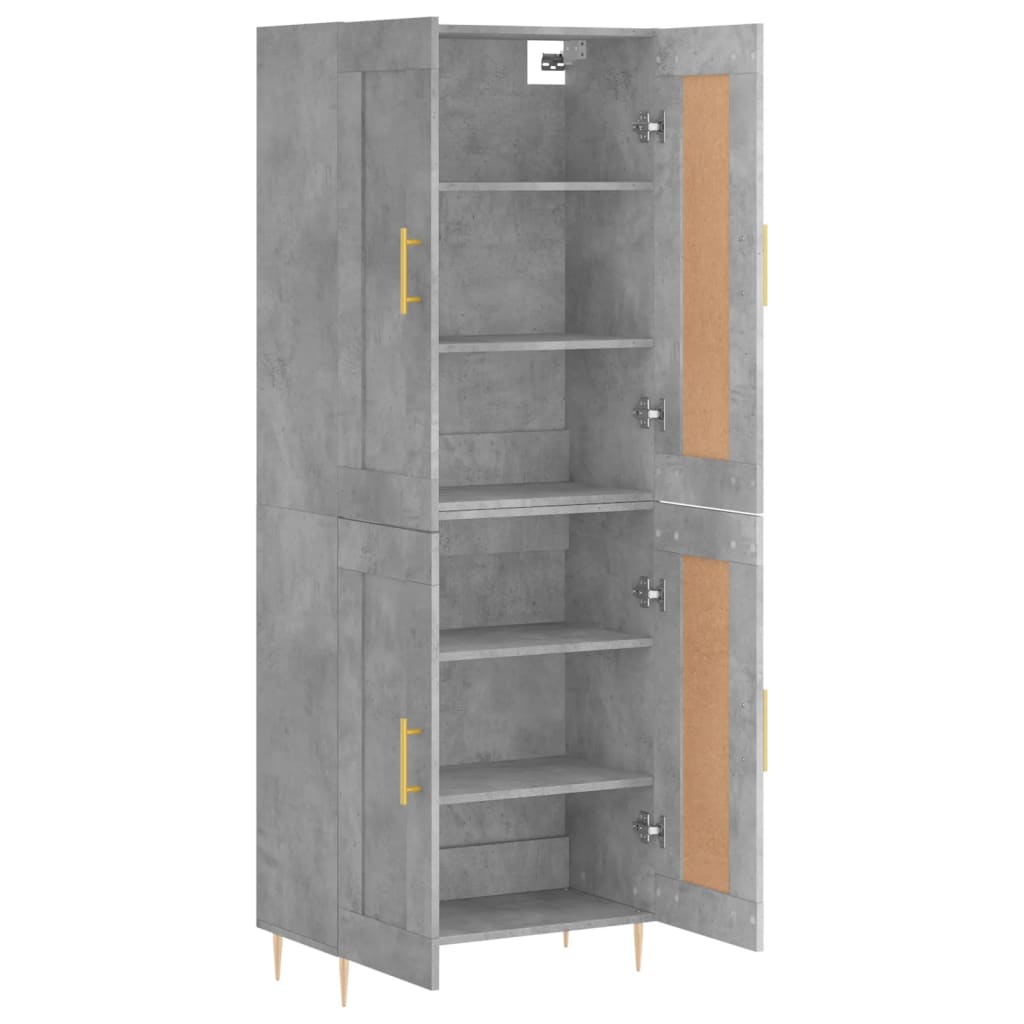 Highboard Concrete Grey 69.5x34x180 cm Engineered Wood