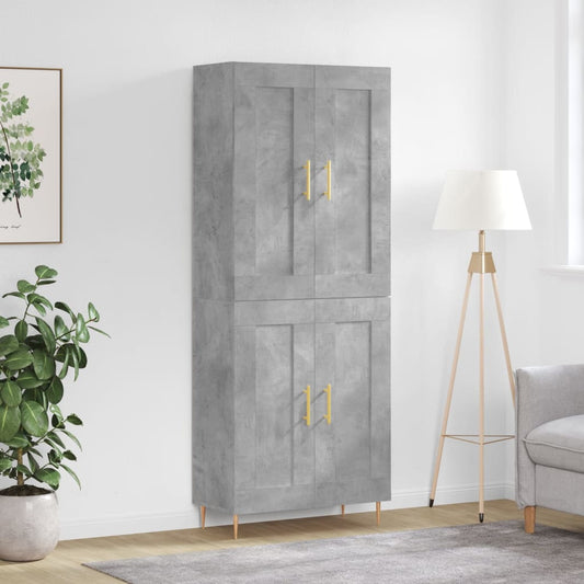 Highboard Concrete Grey 69.5x34x180 cm Engineered Wood