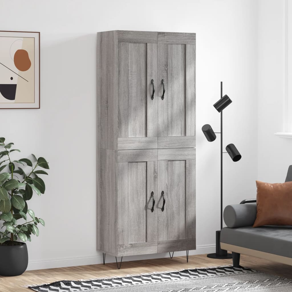 Highboard Grey Sonoma 69.5x34x180 cm Engineered Wood