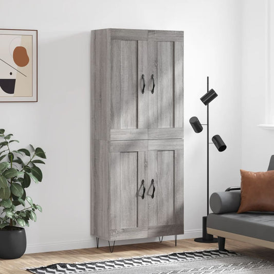Highboard Grey Sonoma 69.5x34x180 cm Engineered Wood