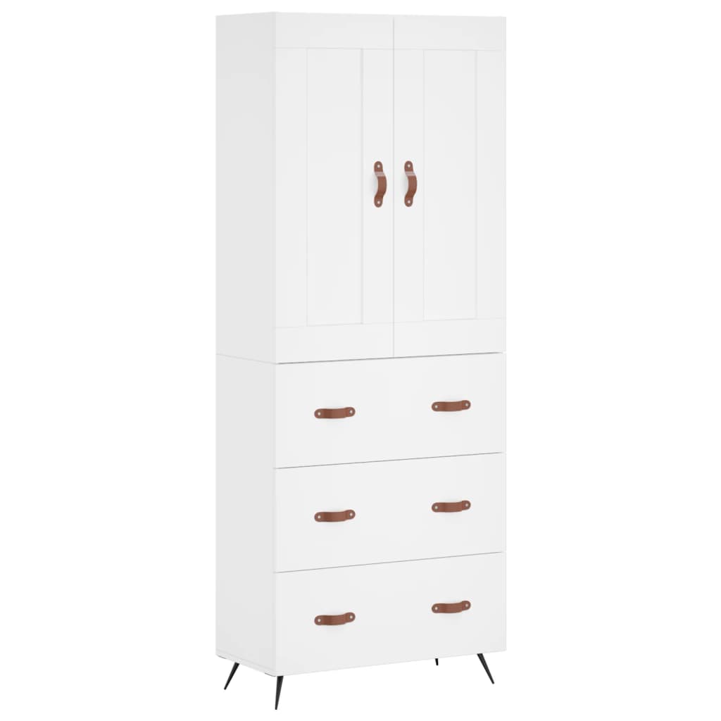Highboard White 69,5x34x180 cm Engineered Wood