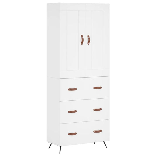 Highboard White 69,5x34x180 cm Engineered Wood