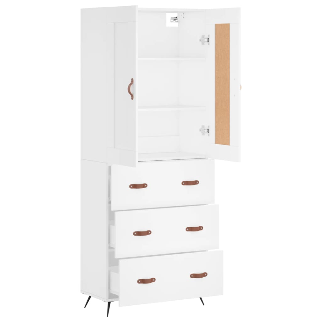 Highboard White 69,5x34x180 cm Engineered Wood