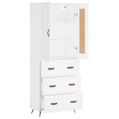 Highboard White 69,5x34x180 cm Engineered Wood
