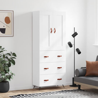 Highboard White 69,5x34x180 cm Engineered Wood