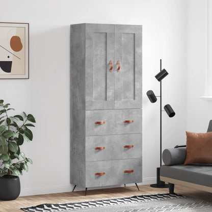 Highboard Concrete Grey 69,5x34x180 cm Engineered Wood