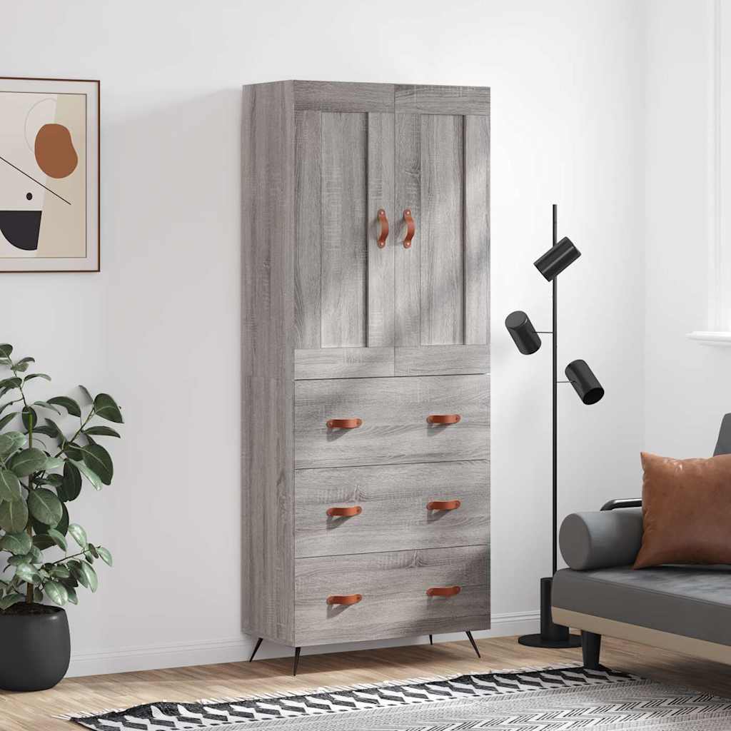 Highboard Grey Sonoma 69,5x34x180 cm Engineered Wood