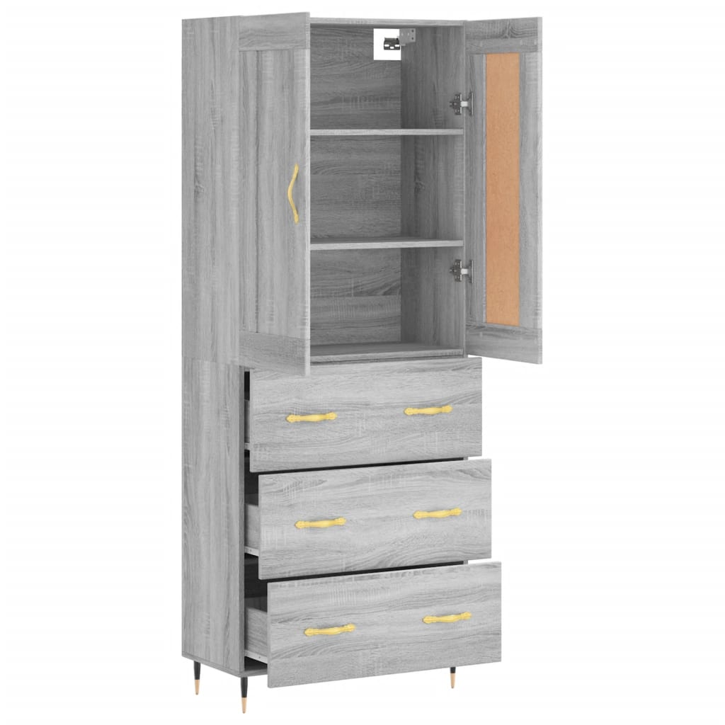 Highboard Grey Sonoma 69,5x34x180 cm Engineered Wood